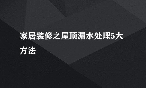 家居装修之屋顶漏水处理5大方法