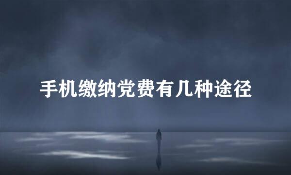 手机缴纳党费有几种途径
