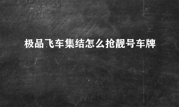 极品飞车集结怎么抢靓号车牌