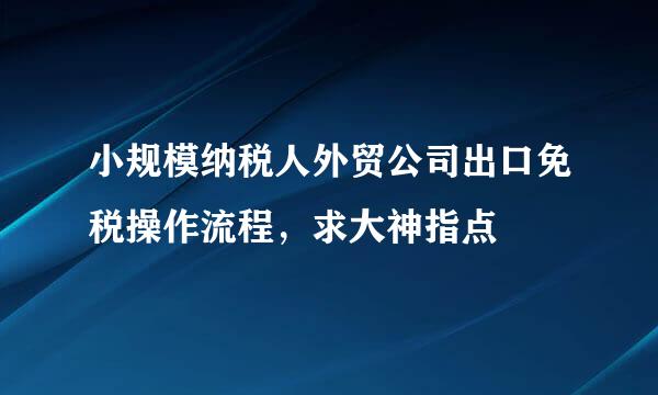 小规模纳税人外贸公司出口免税操作流程，求大神指点
