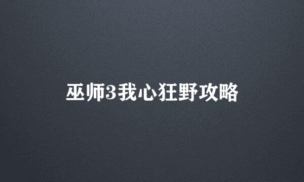 巫师3我心狂野攻略