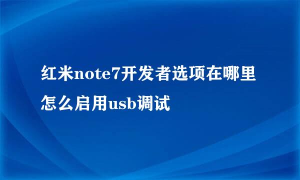 红米note7开发者选项在哪里 怎么启用usb调试