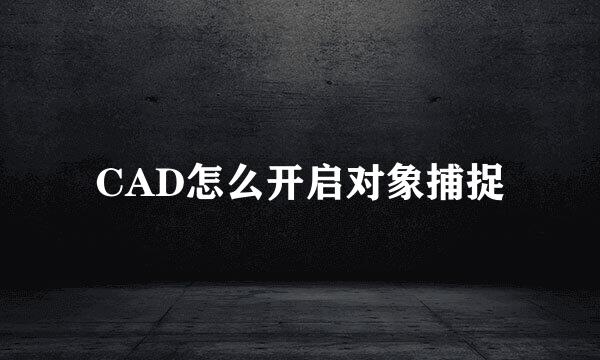 CAD怎么开启对象捕捉