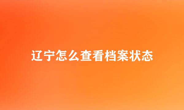 辽宁怎么查看档案状态
