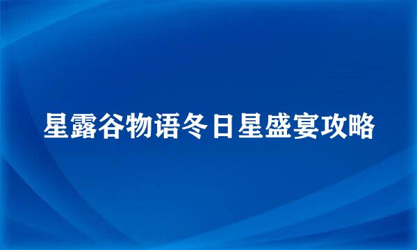 星露谷物语冬日星盛宴攻略