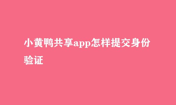 小黄鸭共享app怎样提交身份验证