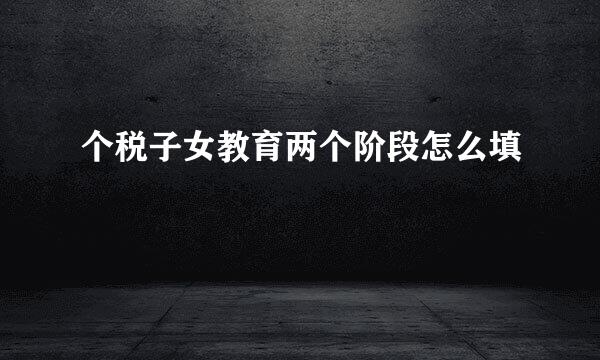 个税子女教育两个阶段怎么填