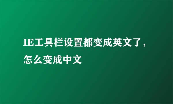 IE工具栏设置都变成英文了，怎么变成中文