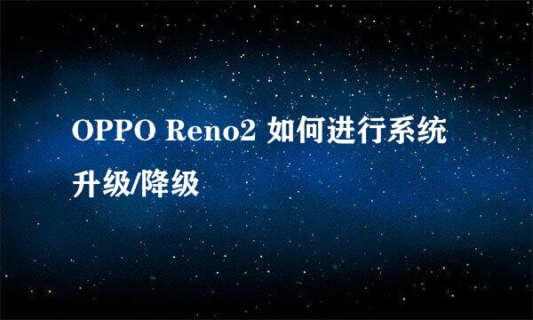 OPPO Reno2 如何进行系统升级/降级