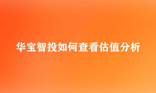 华宝智投如何查看估值分析