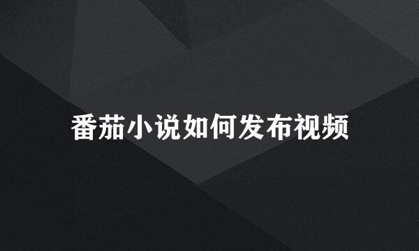 番茄小说如何发布视频