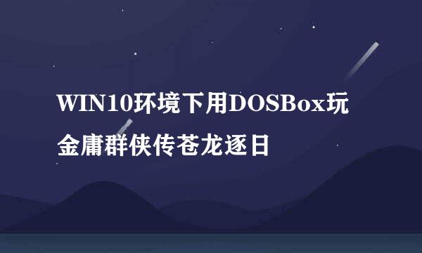 WIN10环境下用DOSBox玩金庸群侠传苍龙逐日