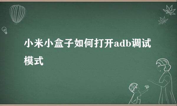 小米小盒子如何打开adb调试模式