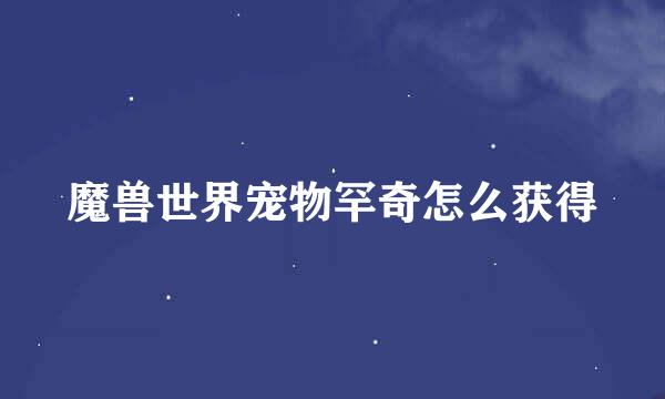 魔兽世界宠物罕奇怎么获得