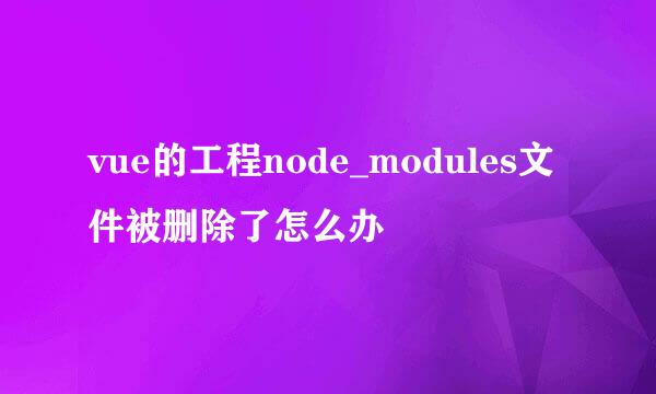 vue的工程node_modules文件被删除了怎么办