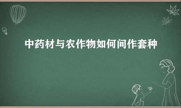 中药材与农作物如何间作套种