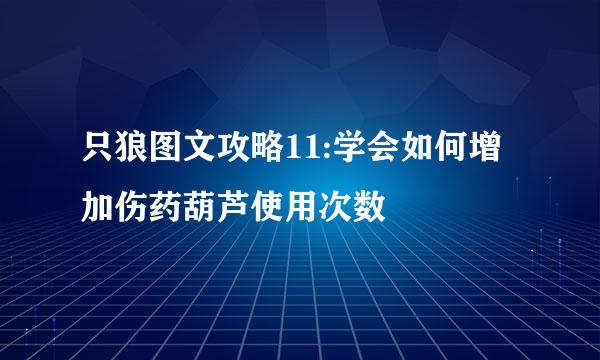 只狼图文攻略11:学会如何增加伤药葫芦使用次数