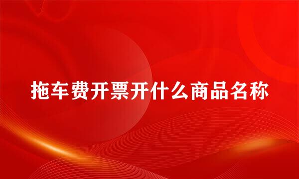 拖车费开票开什么商品名称