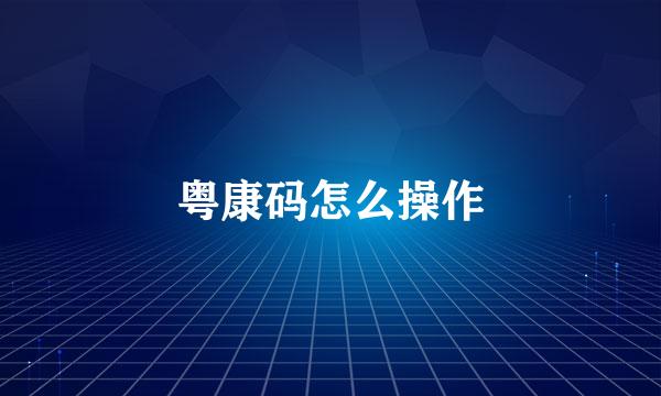 粤康码怎么操作