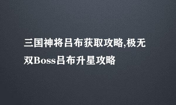三国神将吕布获取攻略,极无双Boss吕布升星攻略