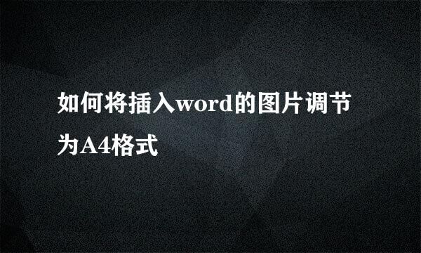 如何将插入word的图片调节为A4格式