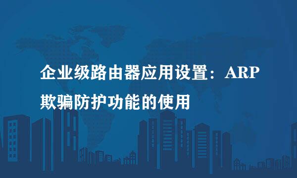 企业级路由器应用设置：ARP欺骗防护功能的使用