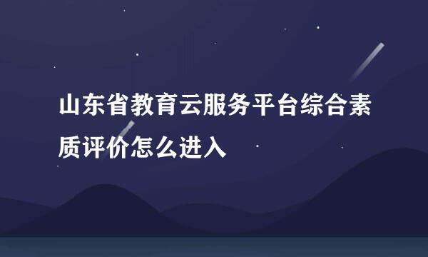 山东省教育云服务平台综合素质评价怎么进入