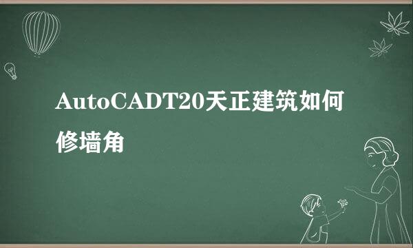 AutoCADT20天正建筑如何修墙角