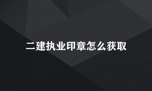 二建执业印章怎么获取