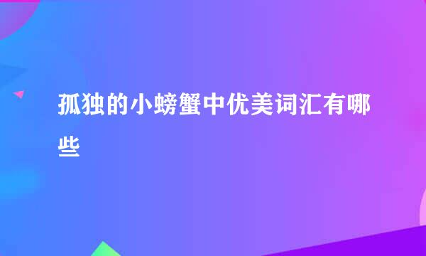 孤独的小螃蟹中优美词汇有哪些