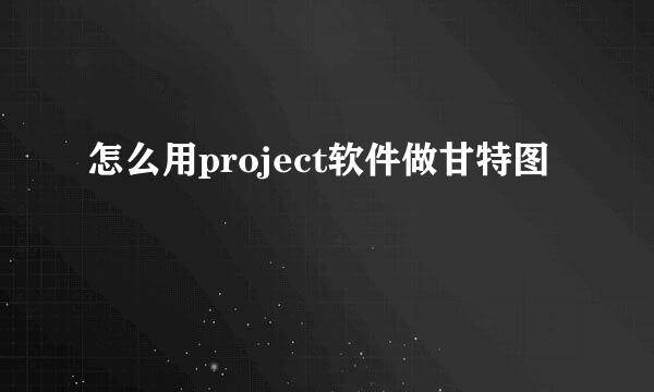 怎么用project软件做甘特图