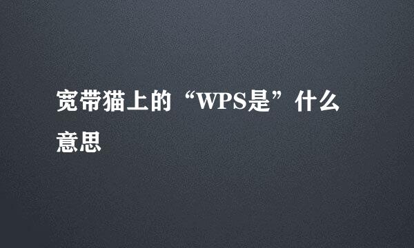 宽带猫上的“WPS是”什么意思