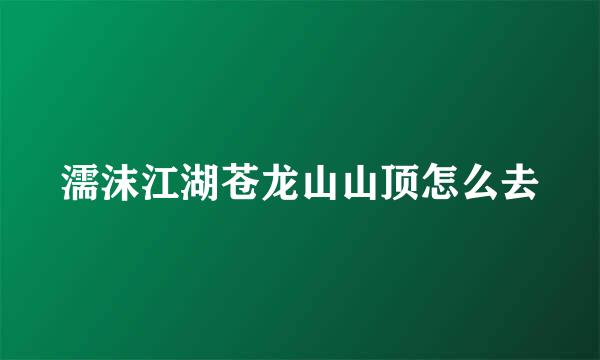 濡沫江湖苍龙山山顶怎么去