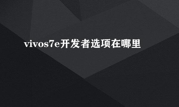 vivos7e开发者选项在哪里