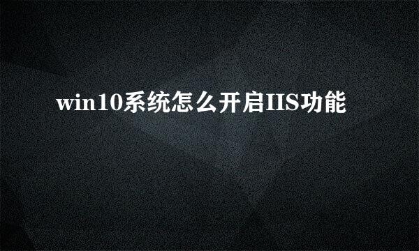 win10系统怎么开启IIS功能