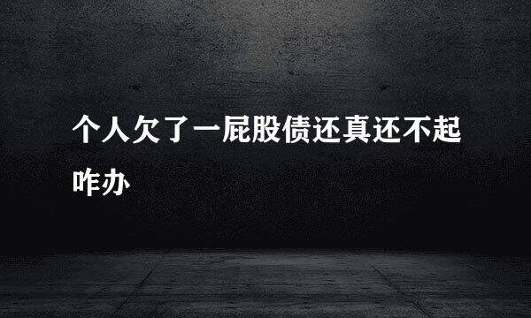 个人欠了一屁股债还真还不起咋办