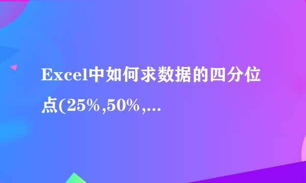 Excel中如何求数据的四分位点(25%,50%,75%分位)