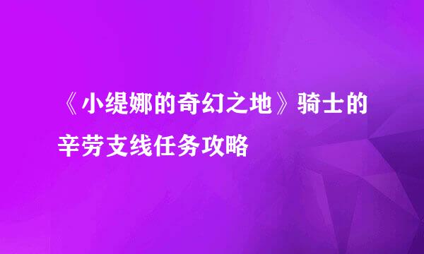 《小缇娜的奇幻之地》骑士的辛劳支线任务攻略