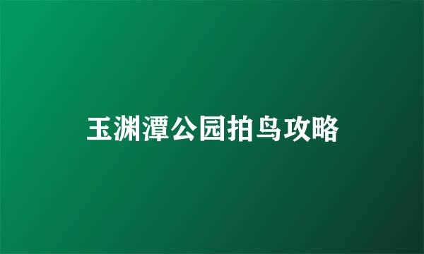 玉渊潭公园拍鸟攻略