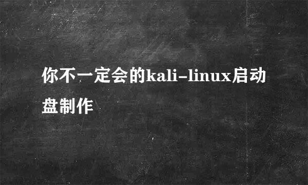 你不一定会的kali-linux启动盘制作