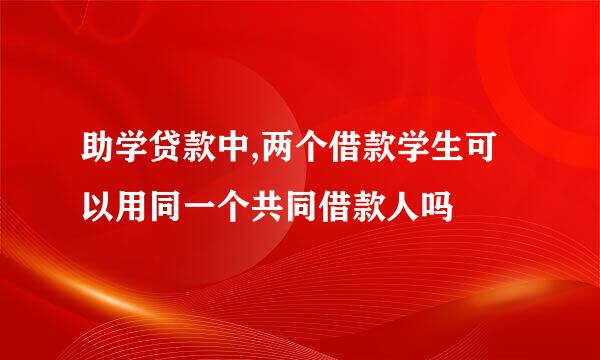 助学贷款中,两个借款学生可以用同一个共同借款人吗