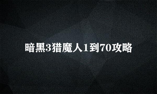 暗黑3猎魔人1到70攻略