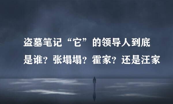 盗墓笔记“它”的领导人到底是谁？张塌塌？霍家？还是汪家