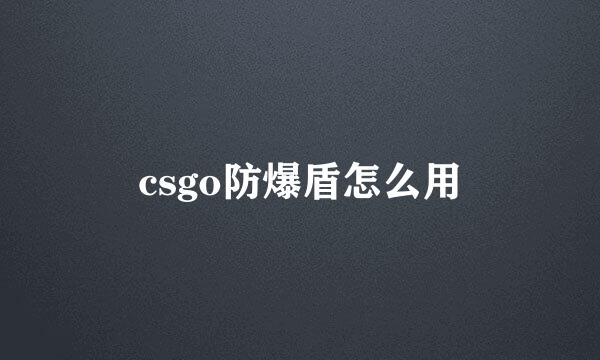 csgo防爆盾怎么用