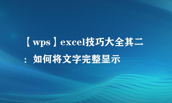 【wps】excel技巧大全其二：如何将文字完整显示