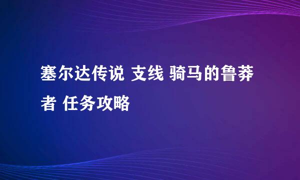 塞尔达传说 支线 骑马的鲁莽者 任务攻略