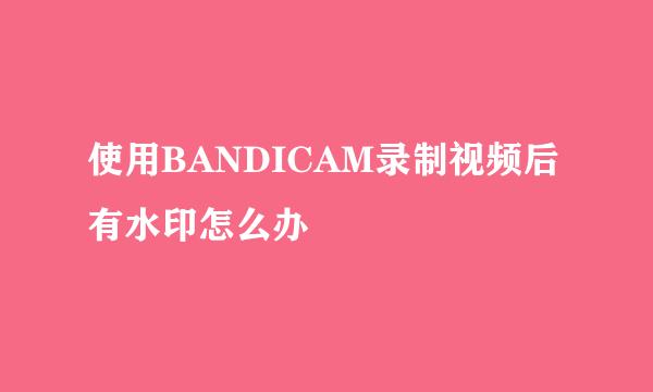使用BANDICAM录制视频后有水印怎么办