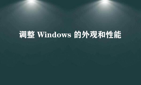 调整 Windows 的外观和性能