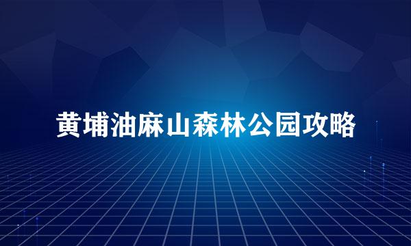 黄埔油麻山森林公园攻略