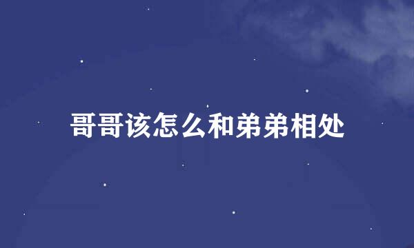 哥哥该怎么和弟弟相处